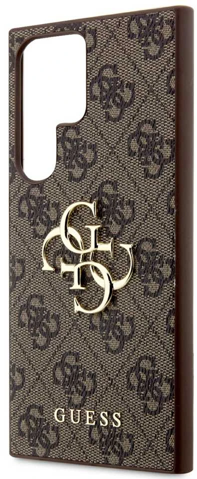 Guess PU 4G Metal Logo dėklas skirtas Samsung Galaxy S24 Ultra rudos spalvos