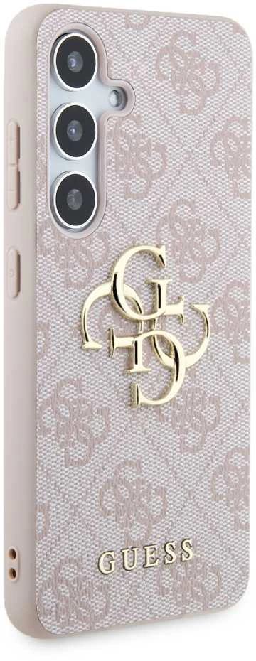 Guess PU 4G Metal Logo dėklas skirtas Samsung Galaxy S24 rožinės spalvos