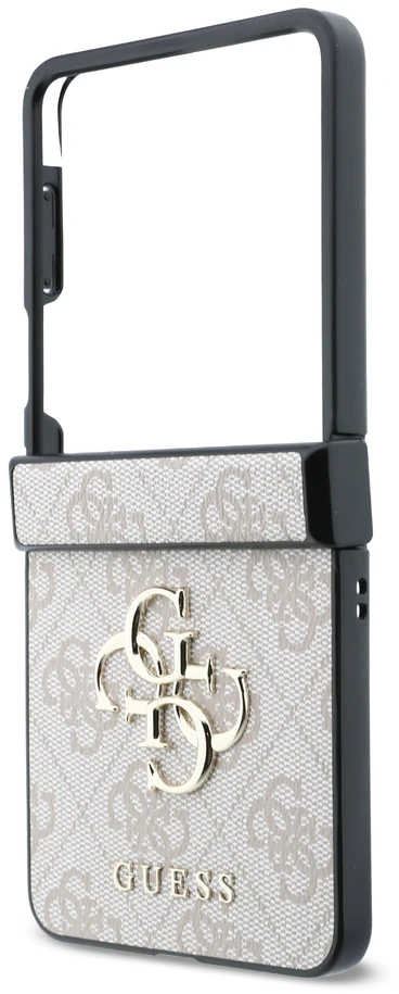 Guess PU 4G Metal Logo dėklas Samsung Galaxy Z Flip 8 rožinės spalvos