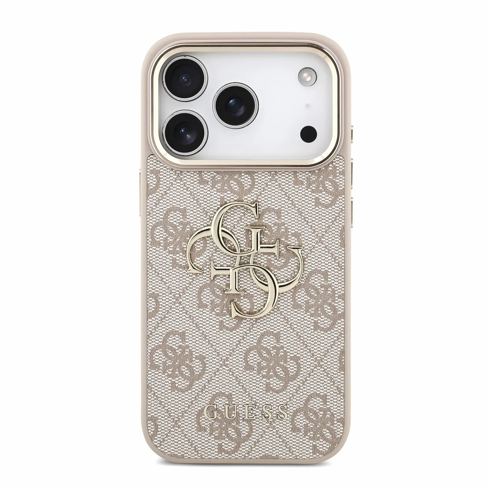 Dėklas Guess PU 4G Metal Logo Strap Case for iPhone 18 Pro Rožinė
