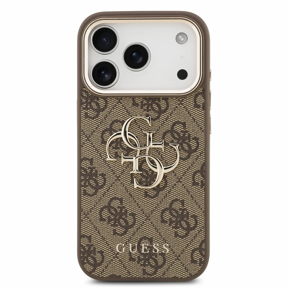 Dėklas Guess PU 4G Metal Logo Strap Case for iPhone 18 Pro Brown