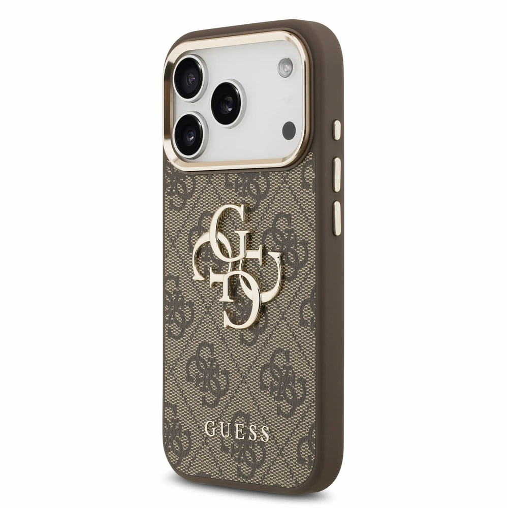 Dėklas Guess PU 4G Metal Logo Strap Case for iPhone 18 Pro Brown