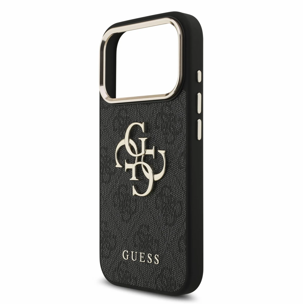 Dėklas Guess PU 4G Metal Logo Strap Case for iPhone 18 Pro Juodas
