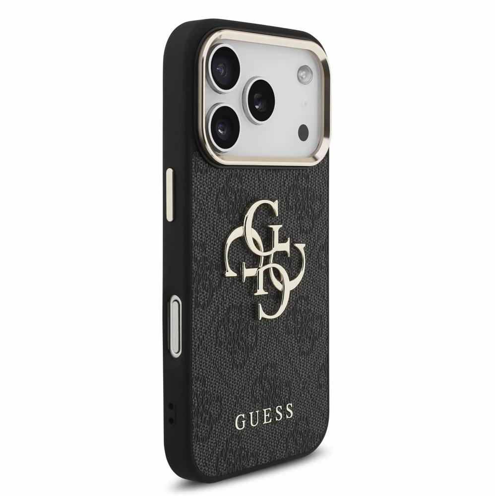 Dėklas Guess PU 4G Metal Logo Strap Case for iPhone 18 Pro Juodas