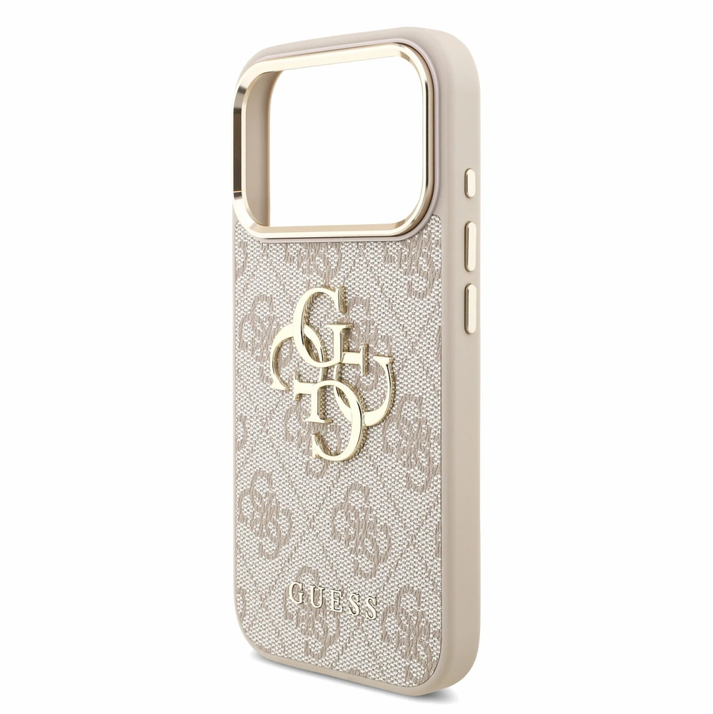 Dėklas Guess PU 4G Metal Logo Strap Case for iPhone 18 Pro Rožinė
