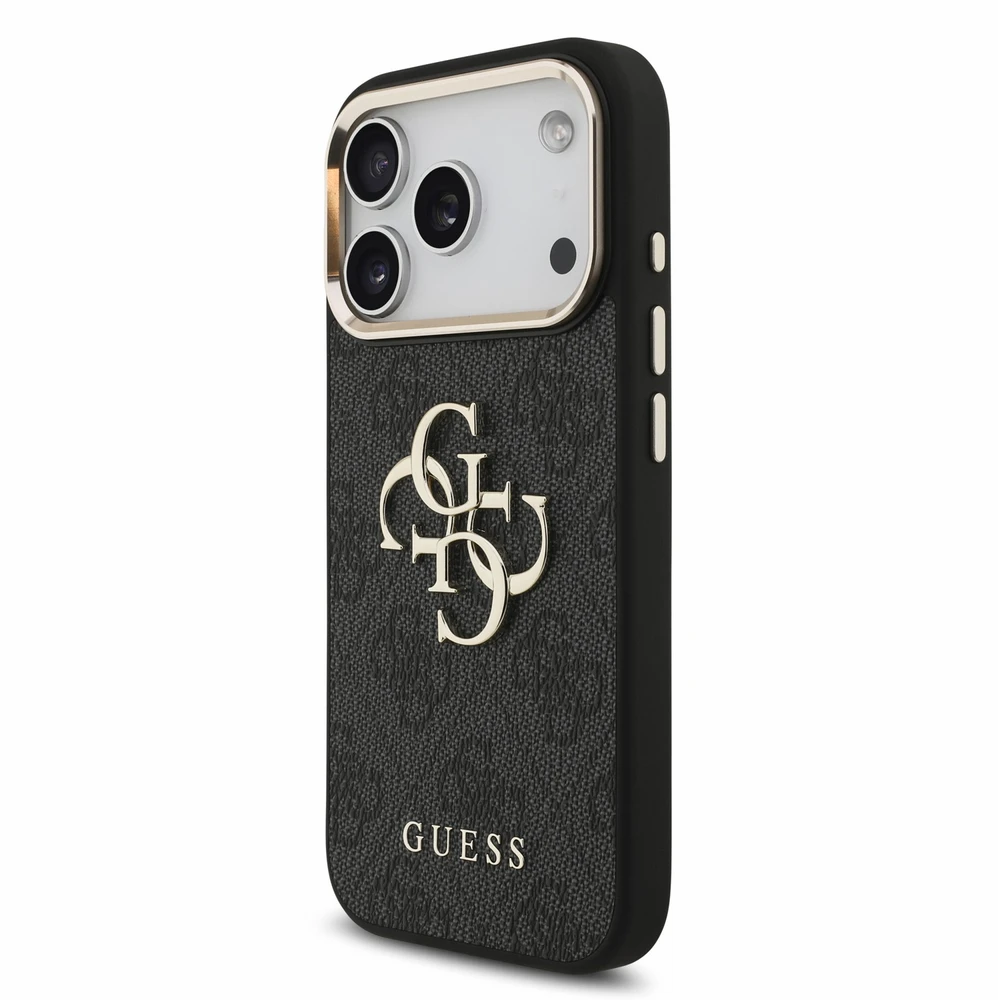 Dėklas Guess PU 4G Metal Logo Strap Case for iPhone 18 Pro Juodas