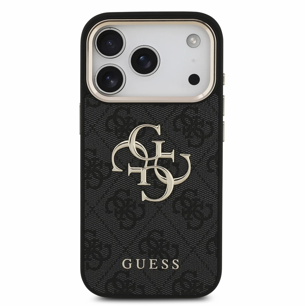 Dėklas Guess PU 4G Metal Logo Strap Case for iPhone 18 Pro Juodas