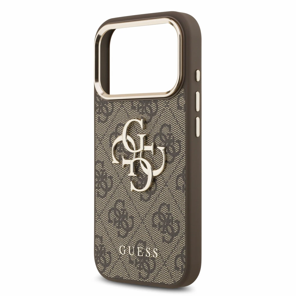Dėklas Guess PU 4G Metal Logo Strap Case for iPhone 18 Pro Brown