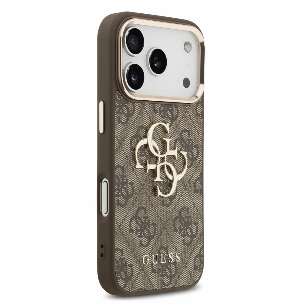 Dėklas Guess PU 4G Metal Logo Strap Case for iPhone 18 Pro Brown
