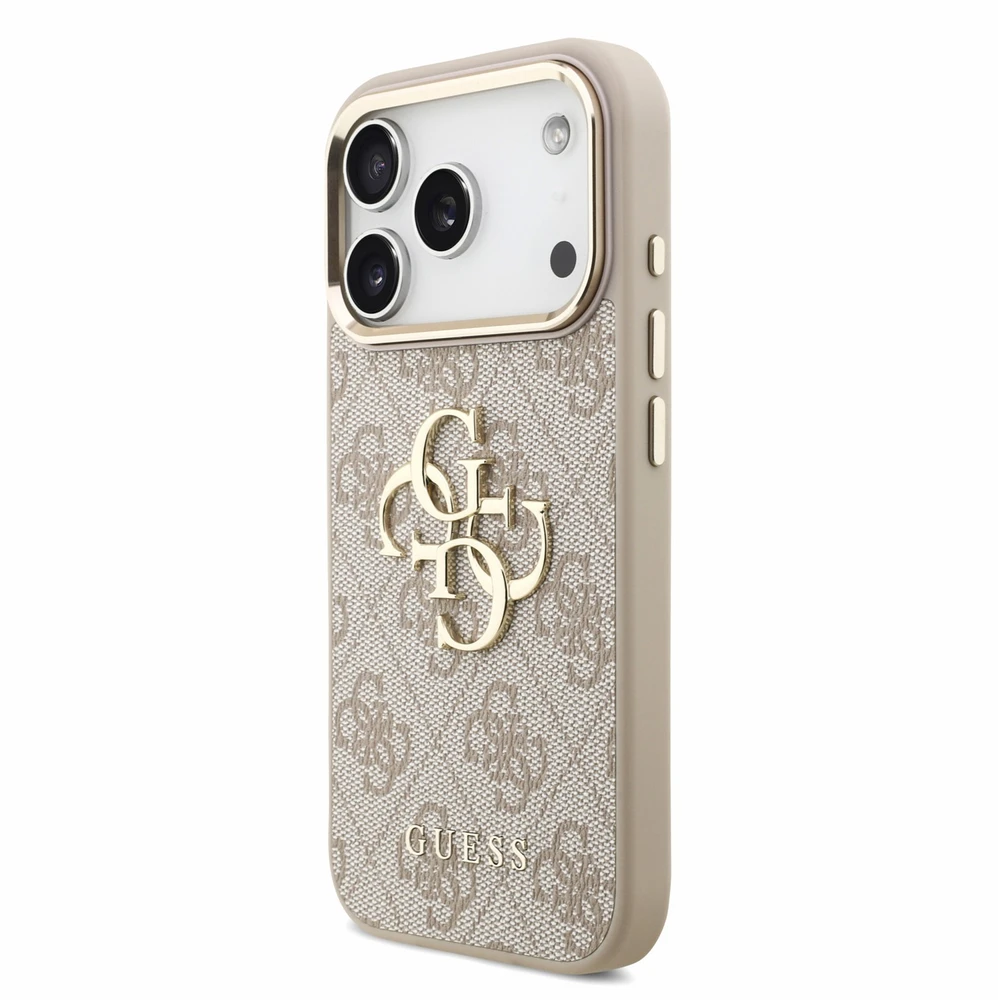 Dėklas Guess PU 4G Metal Logo Strap Case for iPhone 18 Pro Rožinė