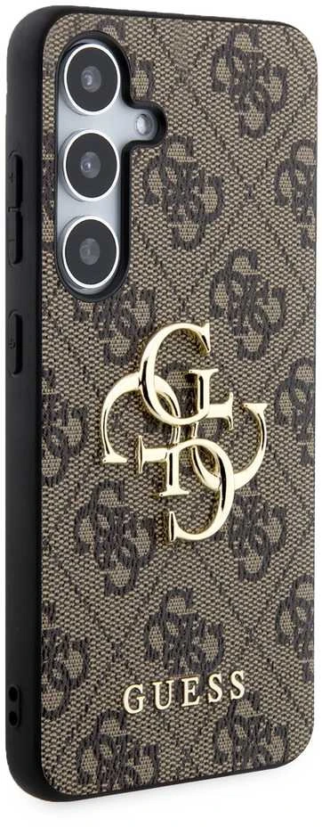 Guess PU 4G Metal Logo dėklas skirtas Samsung Galaxy S24 rudos spalvos