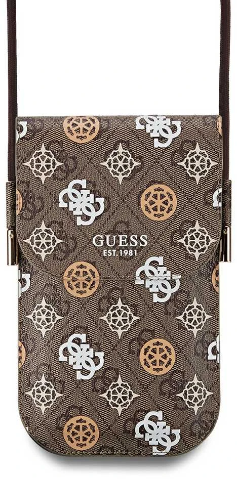 Dėklas Guess PU 4G Peony Multicolor krepšys telefonui rudos spalvos