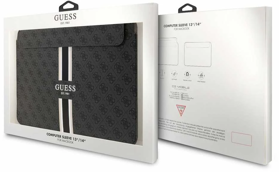 Guess Dėklas kompiuteriui GUCS14P4RPSK 14″ juodos spalvos 4G Printed Stripes