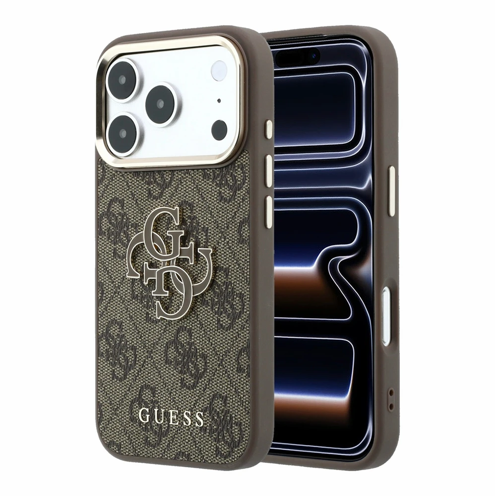 Dėklas Guess 4G & Big Resin Logo skirtas iPhone 18 Pro / iPhone 17 Pro ruda