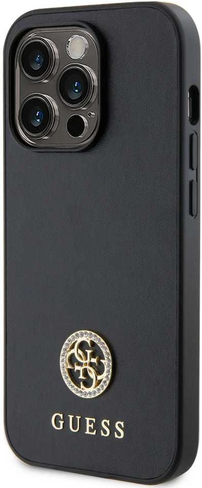 Dėklas GUESS GUHCP15LPS4DGPK IPHONE 15 PRO 6.1 "Juodas/Juodas HARDCASE STRASS METAL LOGO