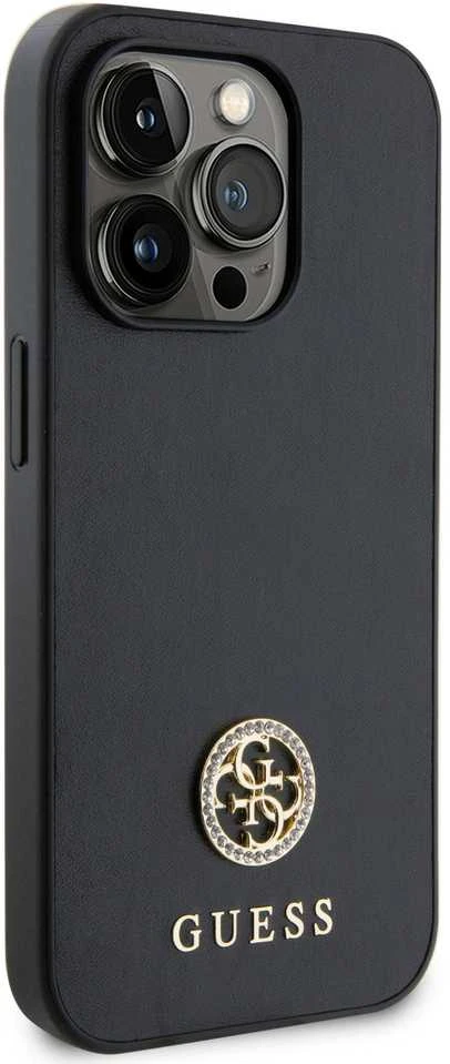Dėklas GUESS GUHCP15LPS4DGPK IPHONE 15 PRO 6.1 "Juodas/Juodas HARDCASE STRASS METAL LOGO
