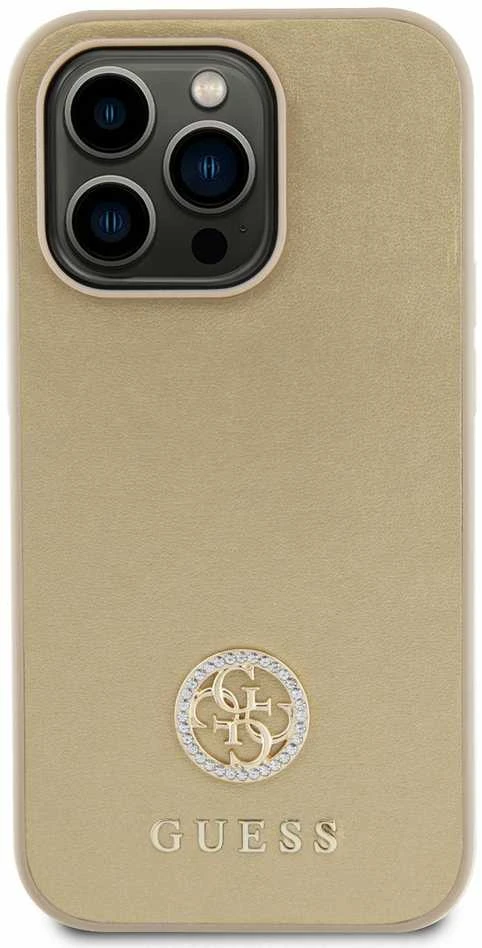Apple iPhone 15 Pro Guess dėklas Strass Metal Logo (GUHCP15LPS4DGPD) aukso spalvos
