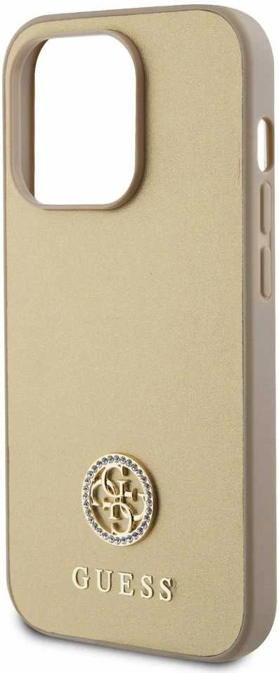 Apple iPhone 15 Pro Guess dėklas Strass Metal Logo (GUHCP15LPS4DGPD) aukso spalvos
