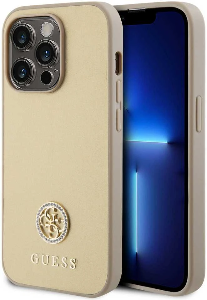 Dėklas GUESS GUHCP15XPS4DGPD IPHONE 15 PRO MAX 6.7 "ZLOTY/GOLD HARDCASE STRASS METAL LOGO