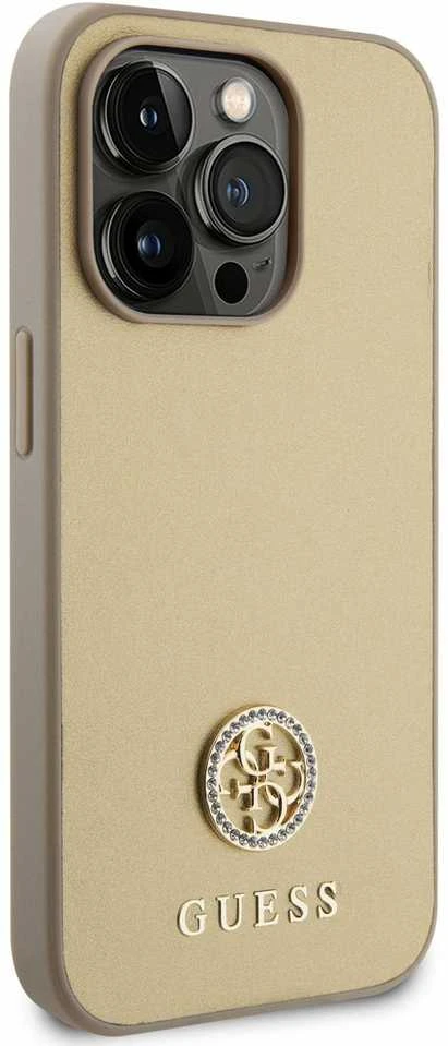 Apple iPhone 15 Pro Guess dėklas Strass Metal Logo (GUHCP15LPS4DGPD) aukso spalvos