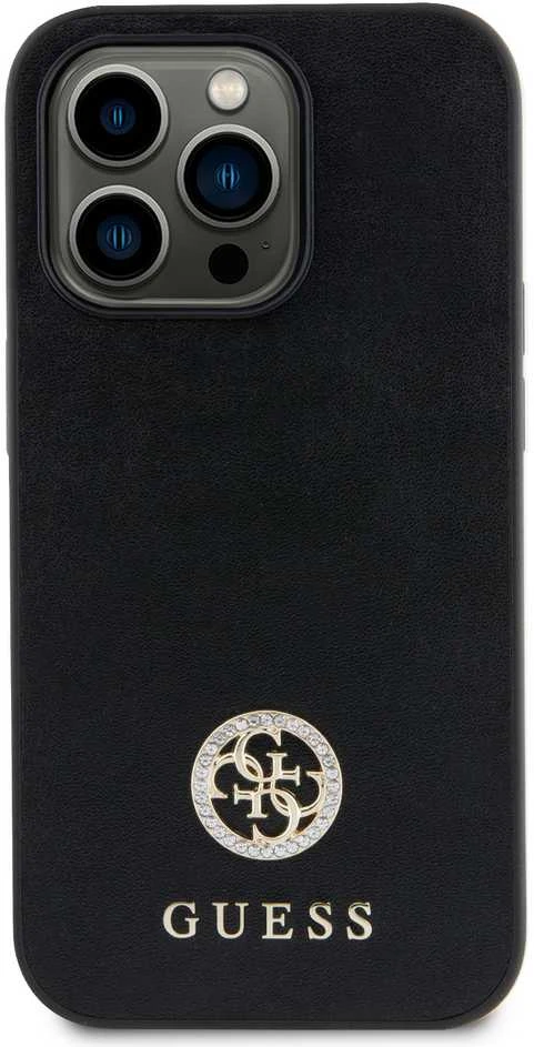 Dėklas GUESS GUHCP15LPS4DGPK IPHONE 15 PRO 6.1 "Juodas/Juodas HARDCASE STRASS METAL LOGO