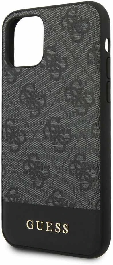 Guess GUHCN61G4GLGR 4G Stripe kieto galinio dangtelio dėklas, skirtas Apple iPhone 11, juodas