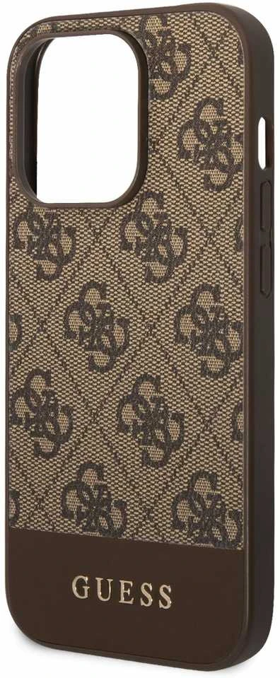 Guess GUHCP14LG4GLBR Apple iPhone 14 Pro 6,1″ rudos spalvos kietas dėklas 4G Stripe Collection