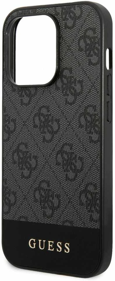 Guess GUHCP14XG4GLGR Apple iPhone 14 Pro Max 6,7″ pilkas kietas dėklas 4G Stripe Collection