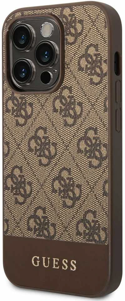 Guess GUHCP14LG4GLBR Apple iPhone 14 Pro 6,1″ rudos spalvos kietas dėklas 4G Stripe Collection