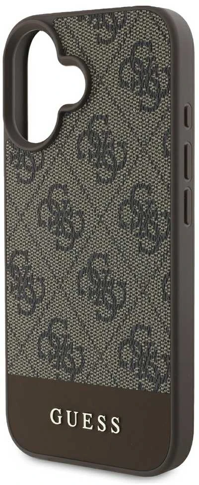Guess PU 4G Stripe Apple iPhone 16 dėklas telefonui rudos spalvos