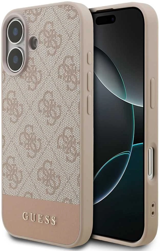 Guess PU 4G Stripe dėklas skirtas Apple iPhone 17 Rožinė