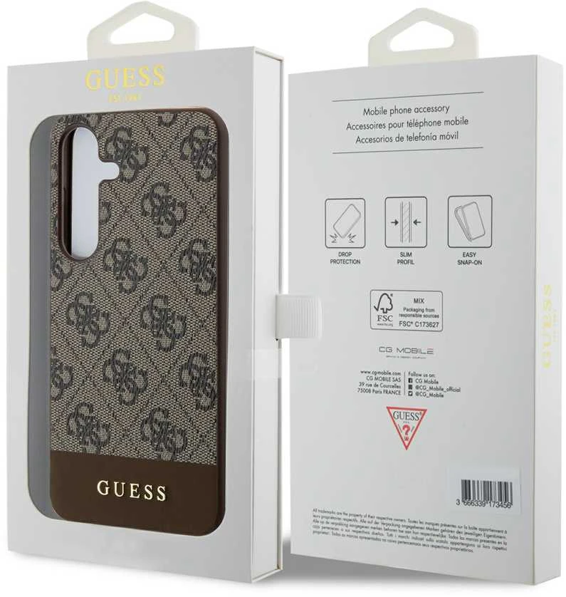 Samsung Galaxy S24 Plus Guess dėklas 4G Stripe Collection (GUHCS24MG4GLBR) rudos spalvos