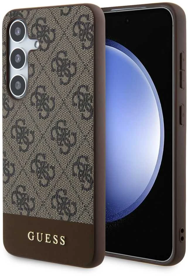 Samsung Galaxy S24 Plus Guess dėklas 4G Stripe Collection (GUHCS24MG4GLBR) rudos spalvos