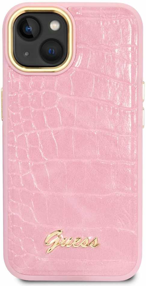 Dėklas GUESS GUHCP14SHGCRHP IPHONE 14/15/13 6.1 "Rožinis / Rožinis HARDCASE CROCO COLLECTION