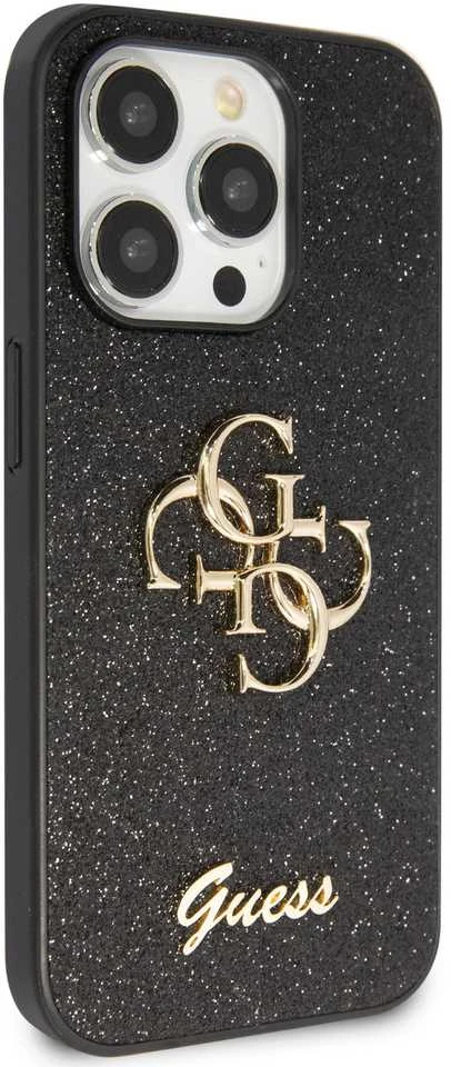 Dėklas GUESS GUHCP15XHG4SGK IPHONE 15 PRO MAX 6.7 "Juodas/Juodas HARDCASE GLITTER SCRIPT BIG 4G