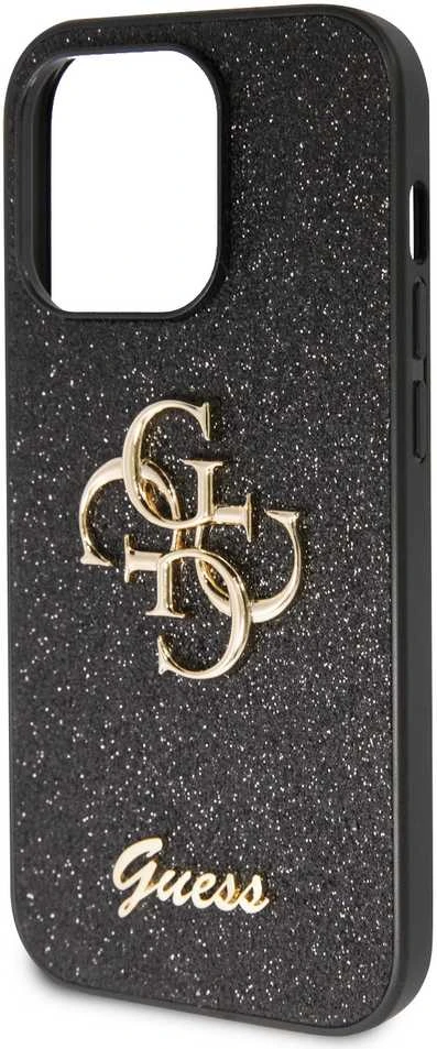 Dėklas GUESS GUHCP15XHG4SGK IPHONE 15 PRO MAX 6.7 "Juodas/Juodas HARDCASE GLITTER SCRIPT BIG 4G