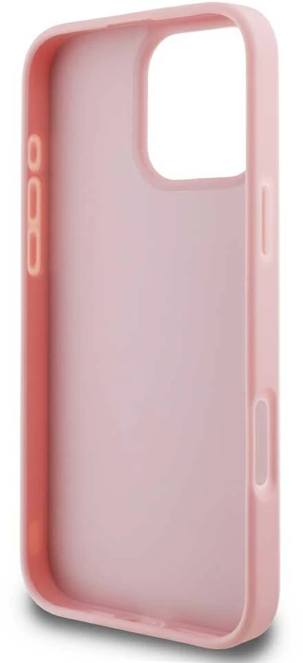 Guess PU Fixed Glitter 4G Metal Logo Apple iPhone 16 Pro Max dėklas telefonui rožinės spalvos