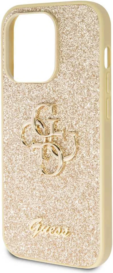 Dėklas GUESS GUHCP15XHG4SGD IPHONE 15 PRO MAX 6.7 "ZLOTY/GOLD HARDCASE GLITTER SCRIPT BIG 4G