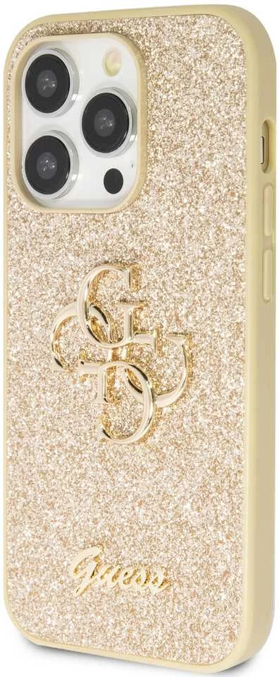 Dėklas GUESS GUHCP15XHG4SGD IPHONE 15 PRO MAX 6.7 "ZLOTY/GOLD HARDCASE GLITTER SCRIPT BIG 4G
