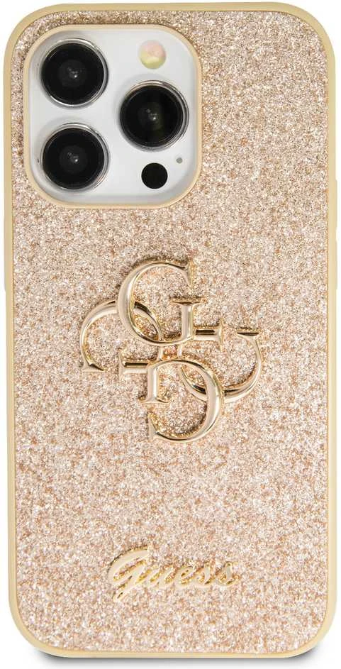 Dėklas GUESS GUHCP15XHG4SGD IPHONE 15 PRO MAX 6.7 "ZLOTY/GOLD HARDCASE GLITTER SCRIPT BIG 4G