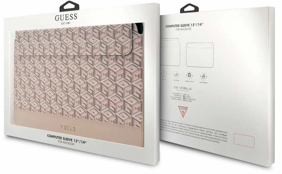 Guess Dėklas kompiuteriui GUCS14HGCFSEP 14″rožinės spalvos GCube Stripes
