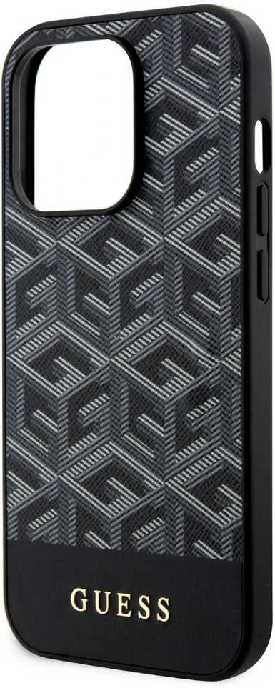 Guess GUHMP15XHGCFSEK Apple iPhone 15 Pro Max 6.7″ juodos spalvos kietas dėklas GCube Stripes MagSafe