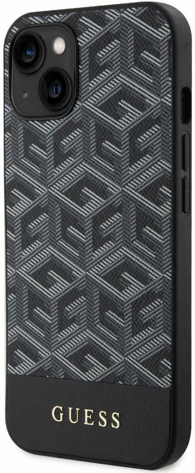 Guess telefono dėklas iPhone 14 6,1 GUHMP14SHGCFSEK juodas hard telefono dėklas GCube Stripes MagSafe