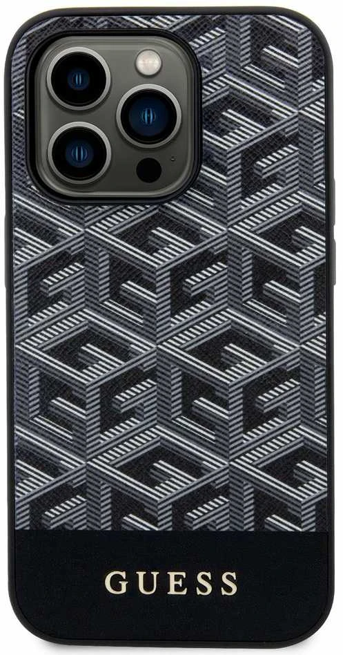 Guess GUHMP14XHGCFSEK Apple iPhone 14 Pro Max 6.7″ juodos spalvos kietas dėklas GCube Stripes MagSafe