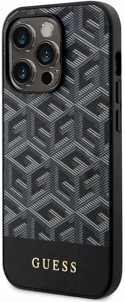 Guess GUHMP14XHGCFSEK Apple iPhone 14 Pro Max 6.7″ juodos spalvos kietas dėklas GCube Stripes MagSafe