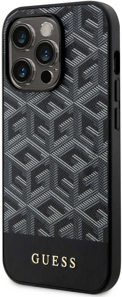 Guess GUHMP15XHGCFSEK Apple iPhone 15 Pro Max 6.7″ juodos spalvos kietas dėklas GCube Stripes MagSafe