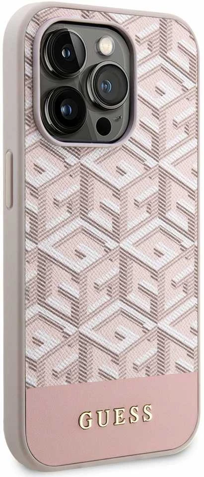 Apple iPhone 14 Pro Guess dėklas GCube Stripes MagSafe (GUHMP14LHGCFSEP) rožinės spalvos