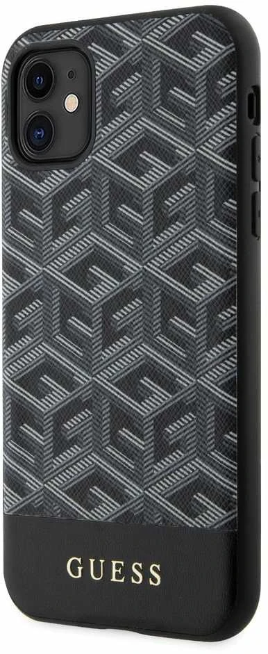 Guess GUHMN61HGCFSEK Apple iPhone 11 / Xr 6.1″ juodos spalvos kietas dėklas GCube Stripes MagSafe