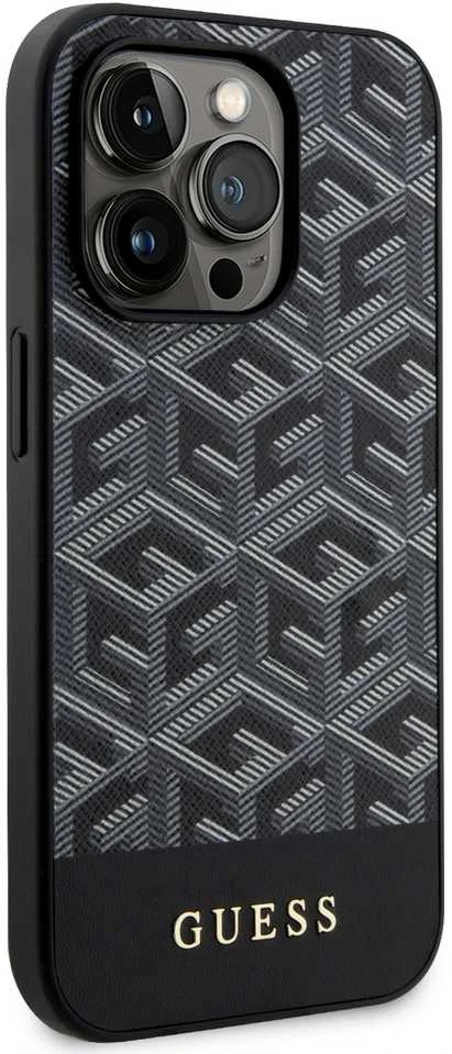 Guess GUHMP15XHGCFSEK Apple iPhone 15 Pro Max 6.7″ juodos spalvos kietas dėklas GCube Stripes MagSafe