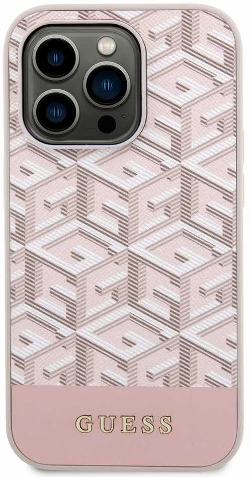 Apple iPhone 14 Pro Guess dėklas GCube Stripes MagSafe (GUHMP14LHGCFSEP) rožinės spalvos
